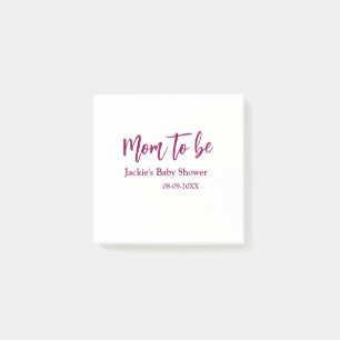 Mom to be baby shower name date pink simple minima post-it notes