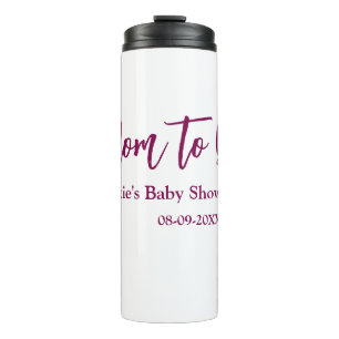 Mom to be baby shower name date pink simple minima thermal tumbler