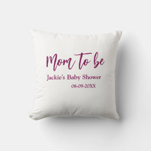 Mom to be baby shower name date pink simple minima throw pillow