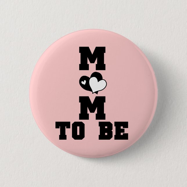MOM to Be - Black Text 2 Inch Round Button (Front)