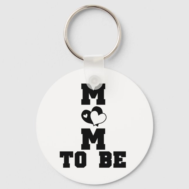 MOM to Be - Black Text Keychain (Front)