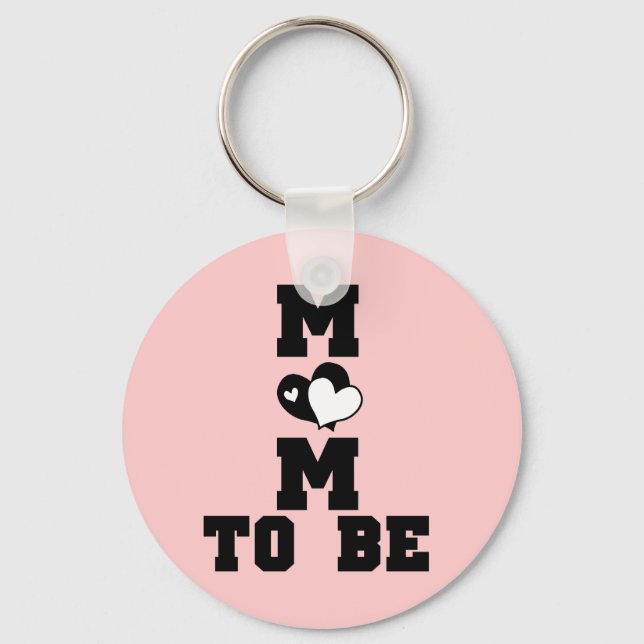 MOM to Be - Black Text Keychain (Front)