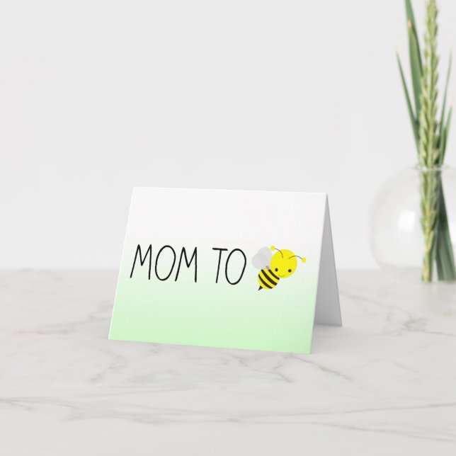 Mom to Be, Cute Bumblebee Green/Yellow Card (Front)