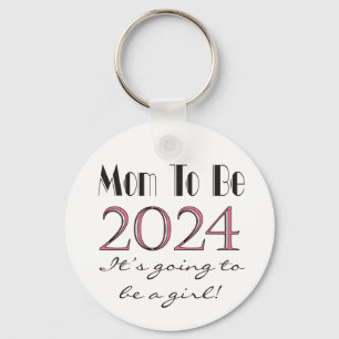Mom to Be Future Mom of Girl 2024 Keychain
