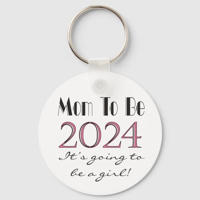 Mom to Be Future Mom of Girl 2024 Keychain (Front)