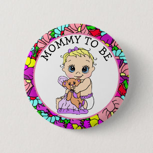 Mom To Be Girl's Baby Shower 2 Inch Round Button