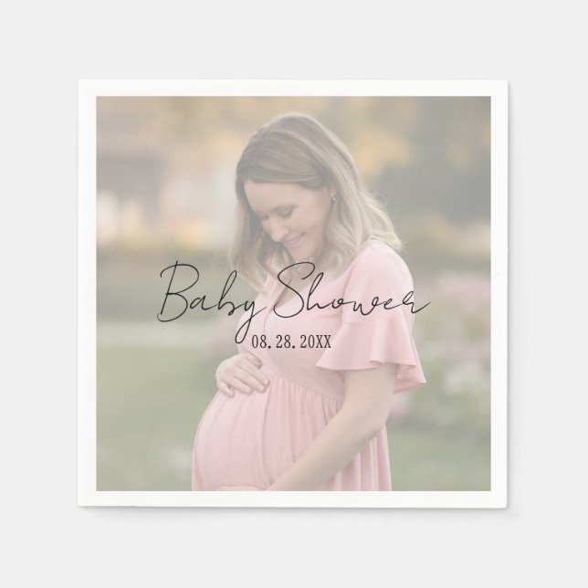 Mom-To-Be Gradient Sheet Photo Baby Shower Napkin (Front)