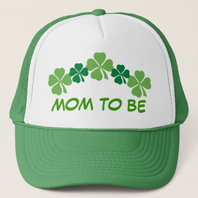 Mom To Be Irish St Patricks Four Leaf Clover Hat (Front)