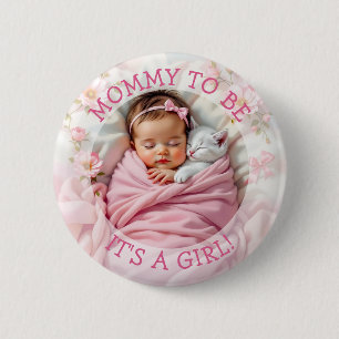 Mom to be It's a Girl Baby Shower 2 Inch Round Button