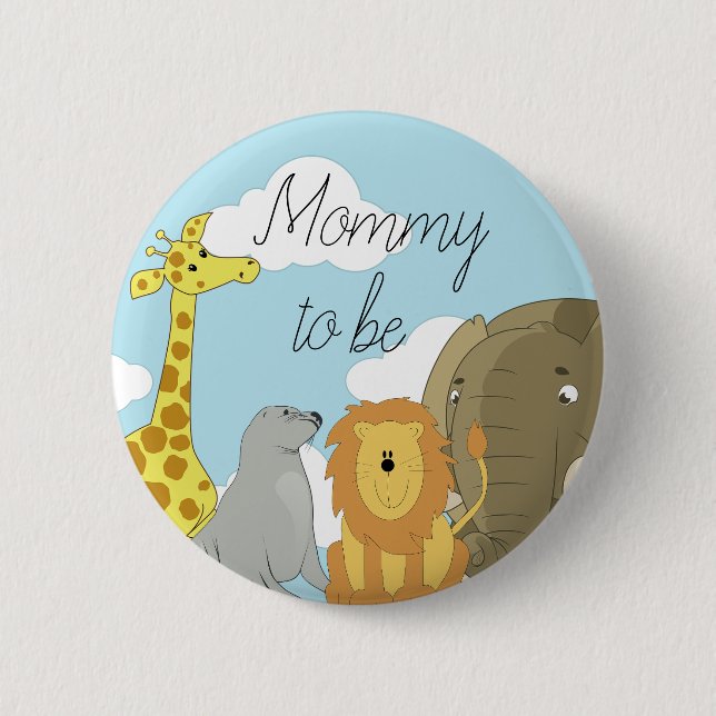 Mom to be Jungle Animals Baby Shower 2 Inch Round Button (Front)