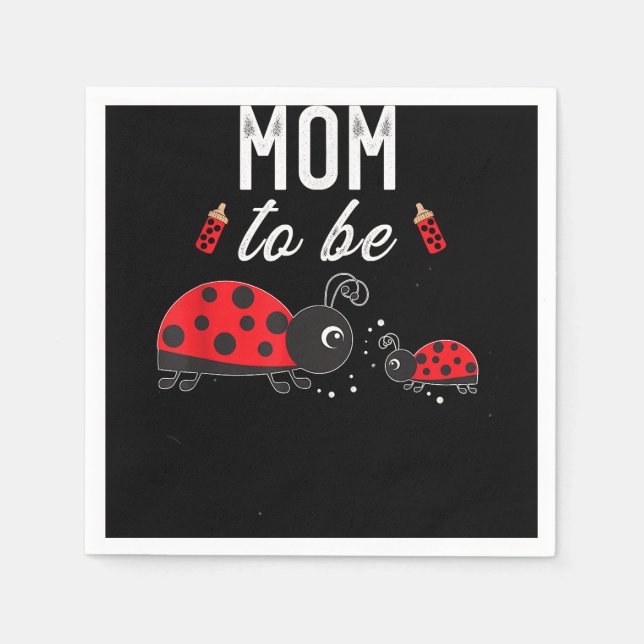 Mom To Be Ladybug Baby Shower Ladybug Mom  Napkin (Front)