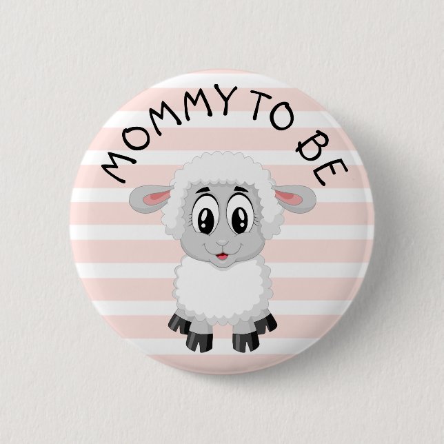 Mom to be Lamb Pink Girl's  Baby Shower button (Front)