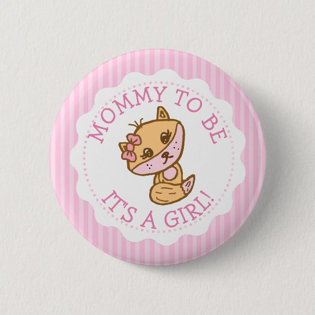 Mom to be Little Fox Baby Shower 2 Inch Round Button (Front)