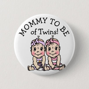 Mom to be of Twins, Baby Shower Button