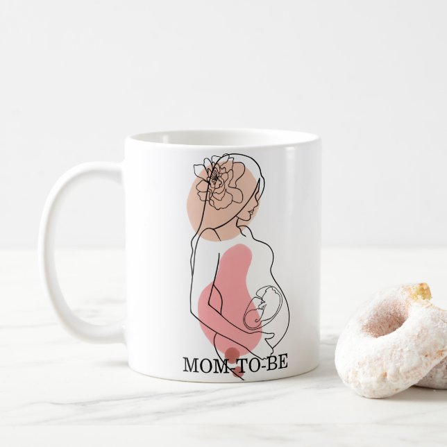 Mom To Be Personalized LineArt Boho Mug (With Donut)