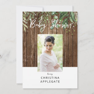 Mom-to-be Photo Rustic Baby Shower Invitation