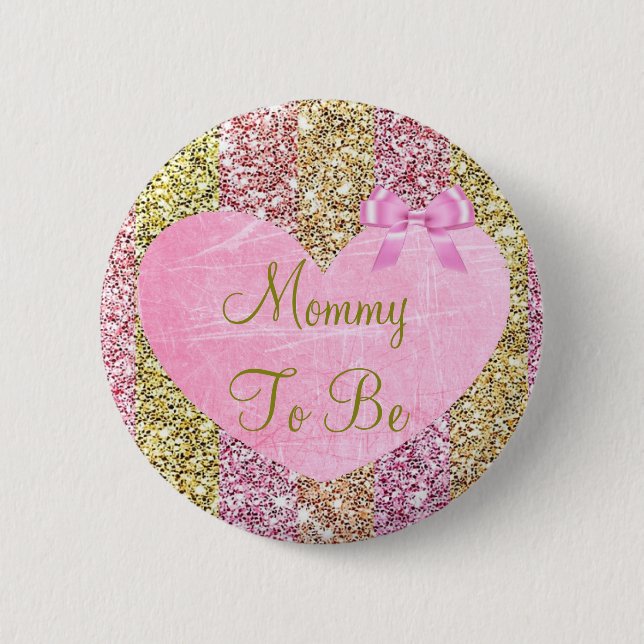 Mom to be pink and gold  baby shower button (Front)