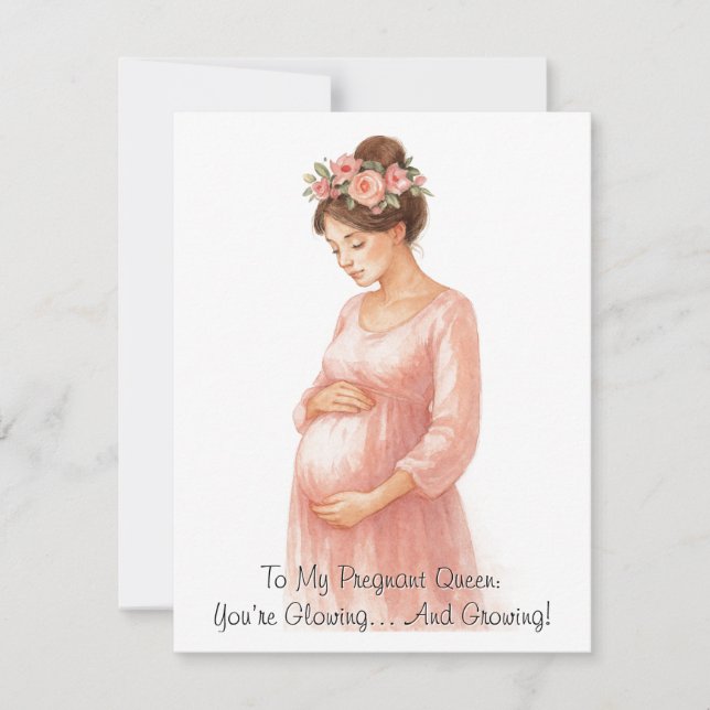 Mom-to-Be | Pregnant Woman Illustration -  Holiday Card (Front)