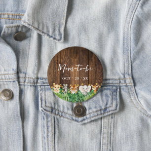 Mom to Be Rustic Safari Baby Shower Button