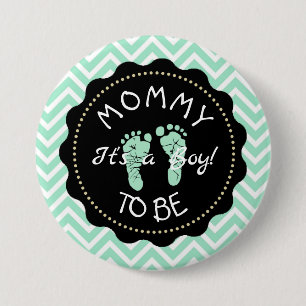 Mom to be Sage Green Chevron Baby Shower button