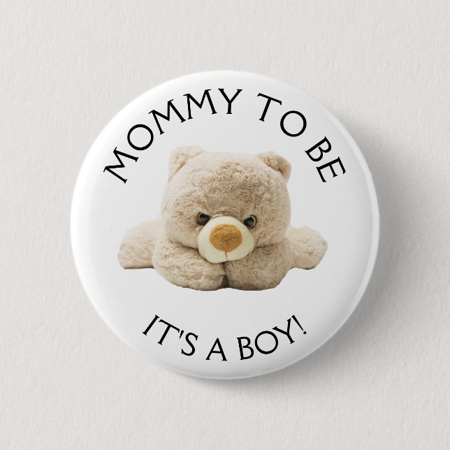 Mom to be "Teddy Bear" Baby Shower Button (Front)