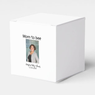 Mom to bee add photo name baby shower date favor box