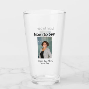 Mom to bee add photo name baby shower date glass