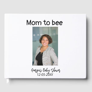 Mom to bee add photo name baby shower date guest book