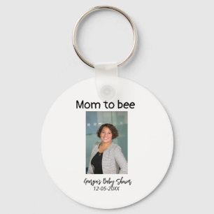 Mom to bee add photo name baby shower date  keychain