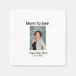 Mom to bee add photo name baby shower date napkin