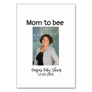 Mom to bee add photo name baby shower date  table number