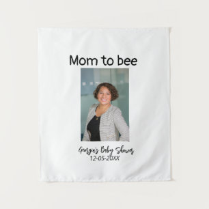 Mom to bee add photo name baby shower date  tapestry