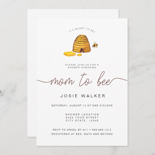 Mom To Bee, Baby Shower Invitation (Front/Back)