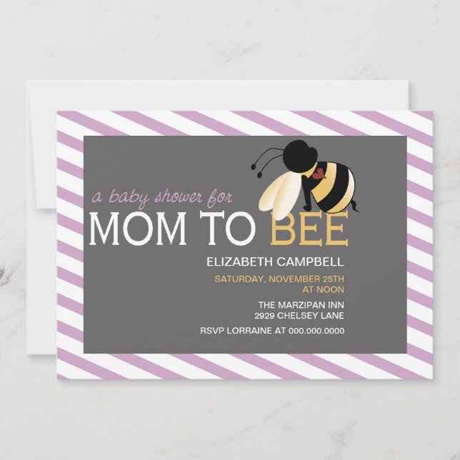 Mom-to-BEE Baby Shower Invitation - shabby orchid (Front)