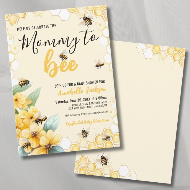 Mom To BEE Baby Shower Party Invitation (Mom To BEE Baby Shower Party Invitation)