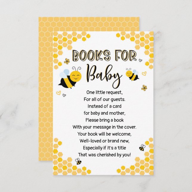 Mom To Bee Book Request Card, Books For Baby Invitation (Front/Back)