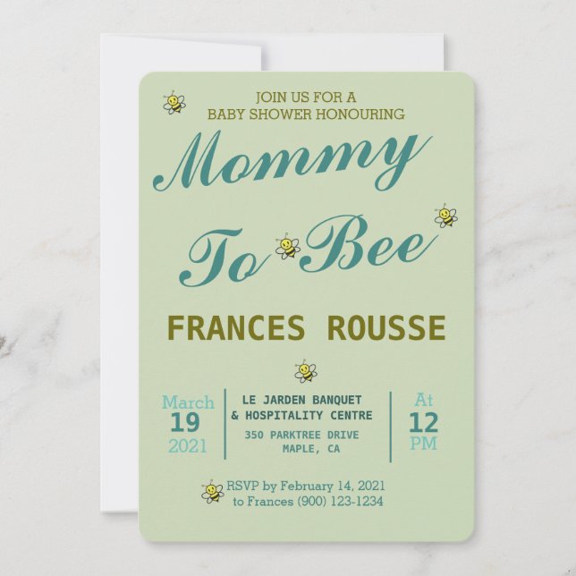 MOM TO BEE CUT BABY SHOWER INVITATION (Devant)