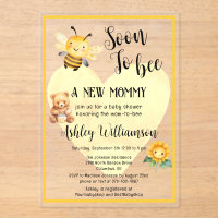Mom-to-Bee Honey Bear Baby Girl Shower Acrylic