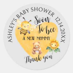 Mom-to-Bee Honey Bear Baby Shower  Classic Round Sticker