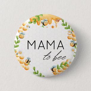 Mom to Bee Honey Bumble Bee Baby Shower 2 Inch Round Button