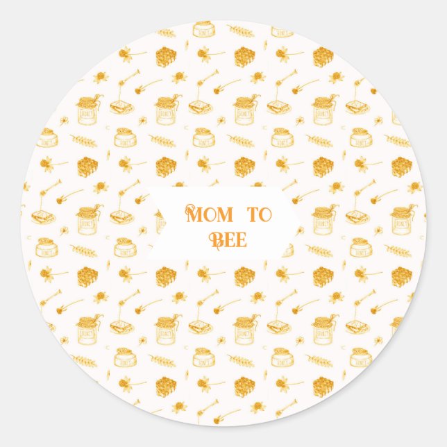 Mom to Bee Honey Themed Classic Round Sticker (Front)