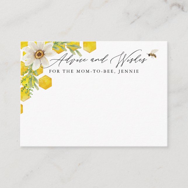 Mom-to-Bee Personalized Advice and Wishes Card (Front)