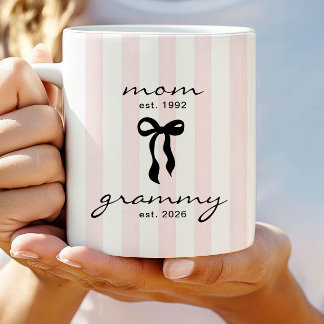 Mom to Grammy Est Mug with Bow