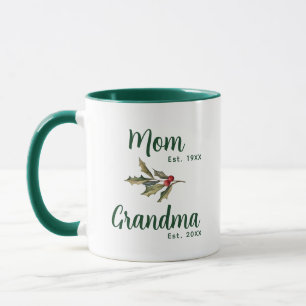 Mom to Grandma Christmas Holiday Custom Mug
