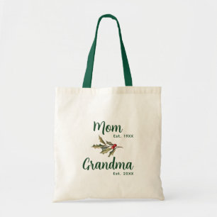 Mom to Grandma Christmas Holiday Mistletoe Custom Tote Bag
