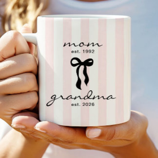 Mom to Grandma Est Mug with Bow