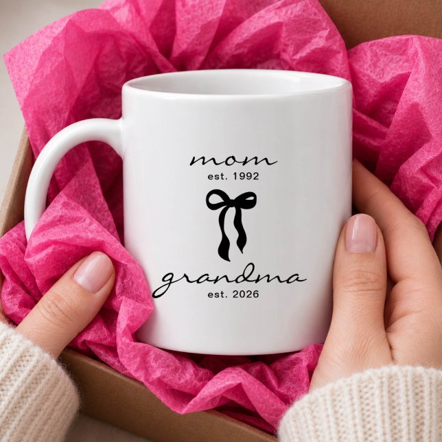 Mom to Grandma Est Mug with Bow (Creator Uploaded)