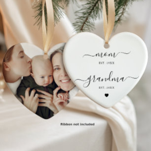 Mom To Grandma Photo Gift Ceramic Ornament