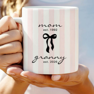 Mom to Granny Est Mug with Bow