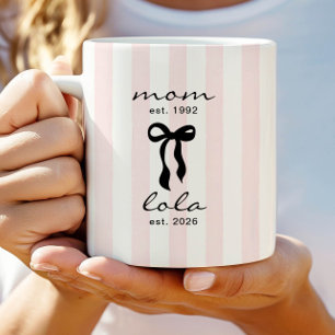 Mom to Lola Mug Pink Bow Stripes